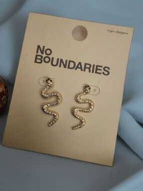 No Boundaries Gold Sparkle Snake Drop Earrings